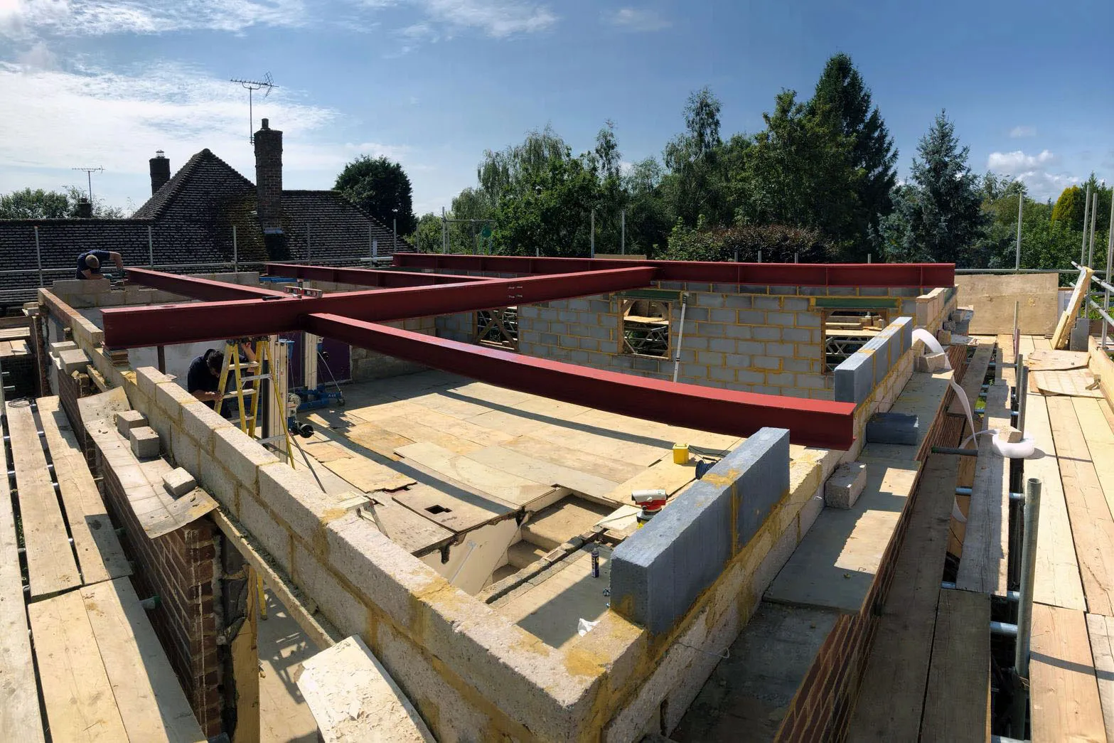 steel beams on concrete structure